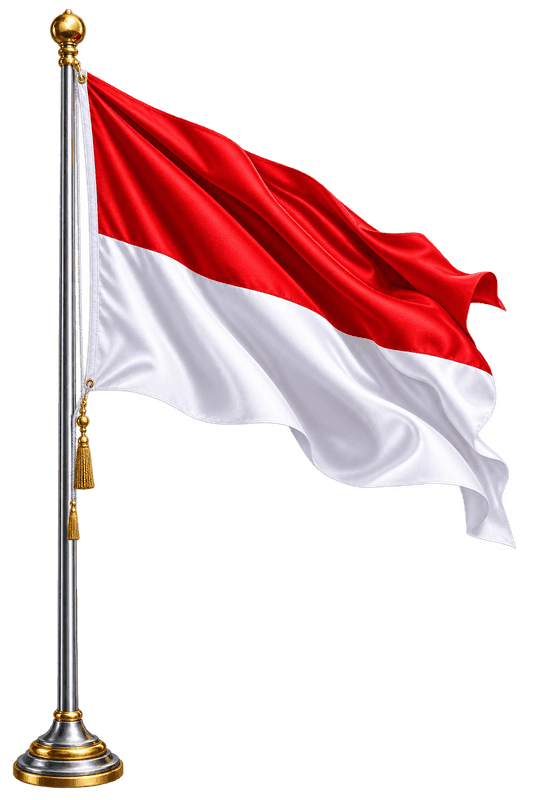 Bendera Indonesia PNG Transparan dengan Tiang