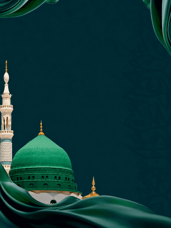 Elegant Masjid Nabawi Green Dome Background Template