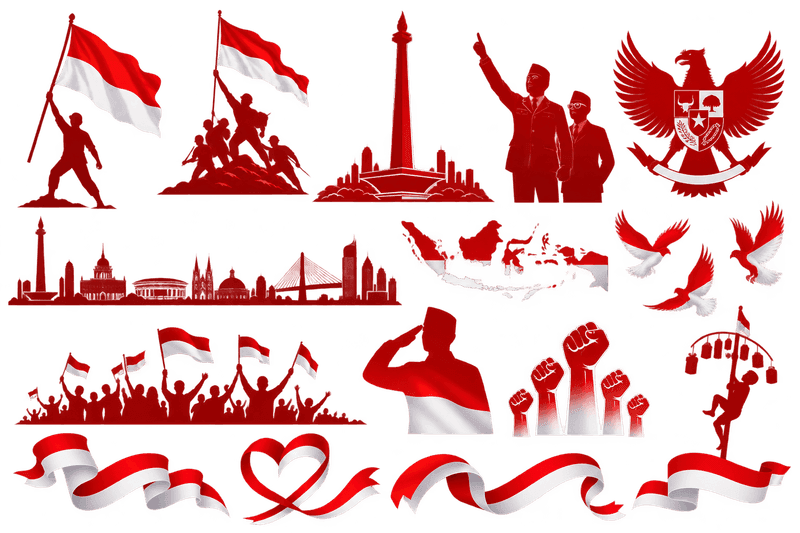 Indonesian Independence Sticker Collection