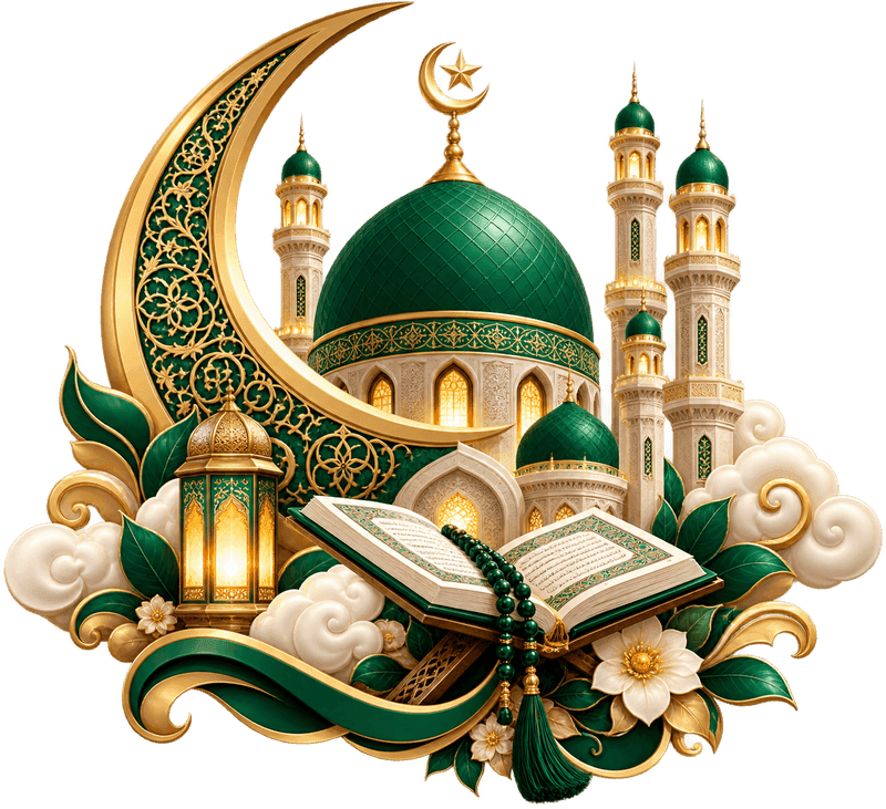 Islamic Mosque Green Gold PNG
