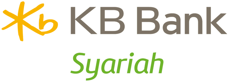Logo teks KB Bank dengan simbol kuning dan tulisan hijau Syariah