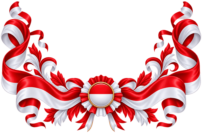 Ornamen Bingkai Merah Putih Mengilap