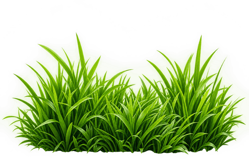 Rumpun rumput hijau segar dan lebat dengan latar belakang putih bersih